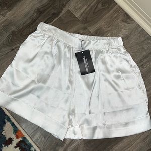 PrettyLittleThing Satin Ivory Shorts